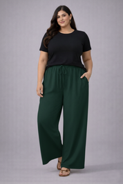 Plus Size Women’s Forest Green Wide Leg Palazzo Pants