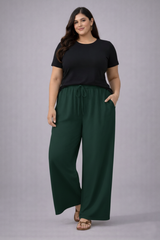 Plus Size Women’s Forest Green Wide Leg Palazzo Pants