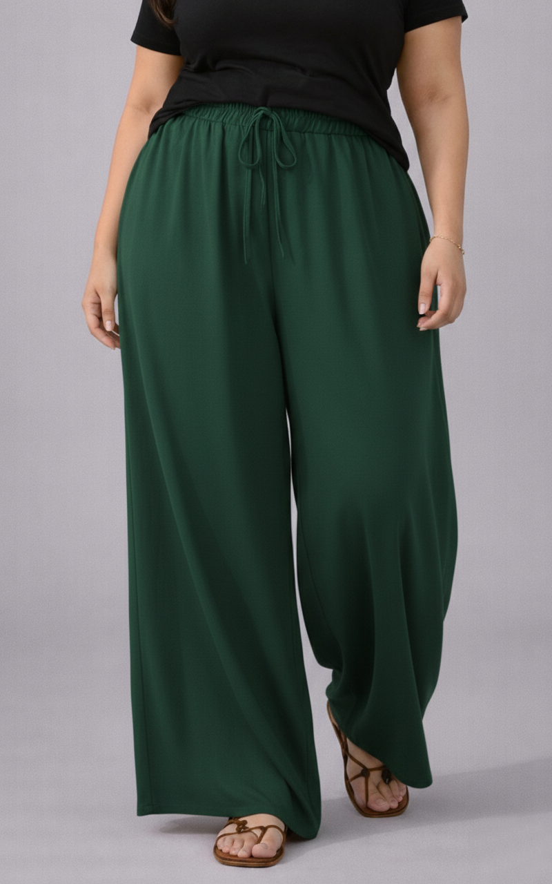Plus Size Women’s Forest Green Wide Leg Palazzo Pants