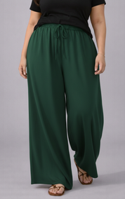 Plus Size Women’s Forest Green Wide Leg Palazzo Pants