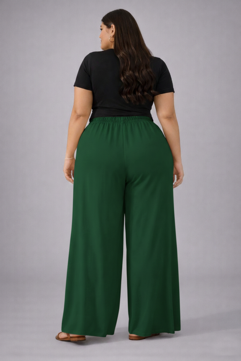 Plus Size Women’s Forest Green Wide Leg Palazzo Pants