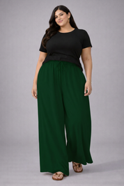 Plus Size Women’s Forest Green Wide Leg Palazzo Pants