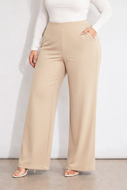 Women’s Beige High Waist Wide Leg Pants