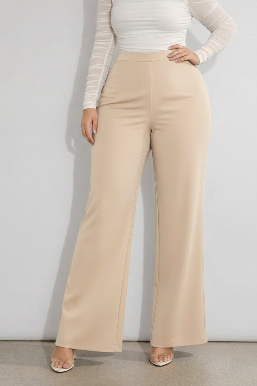 Women’s Beige High Waist Wide Leg Pants