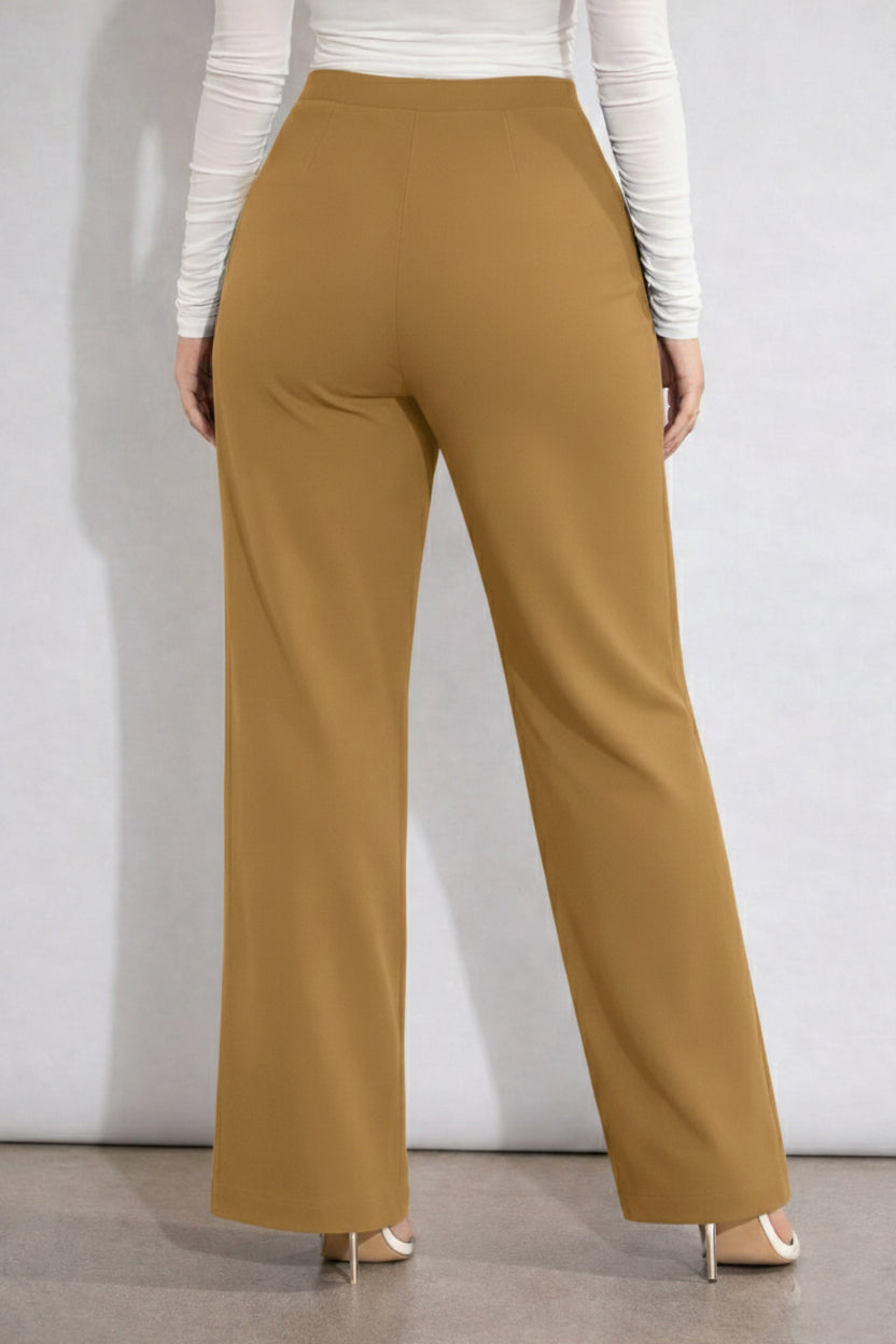 Women’s Camel High Waist Wide Leg Pants