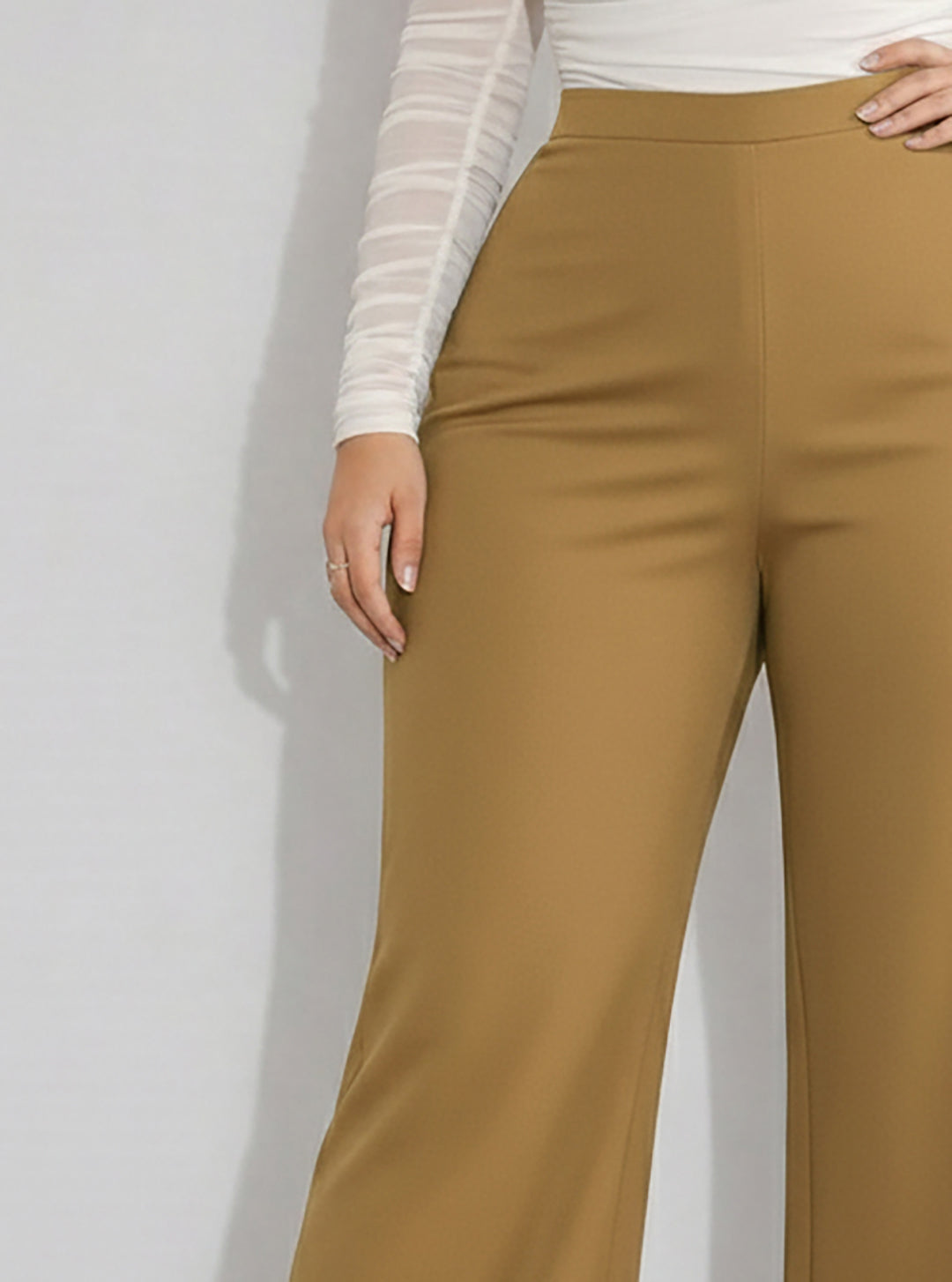 Women’s Camel High Waist Wide Leg Pants