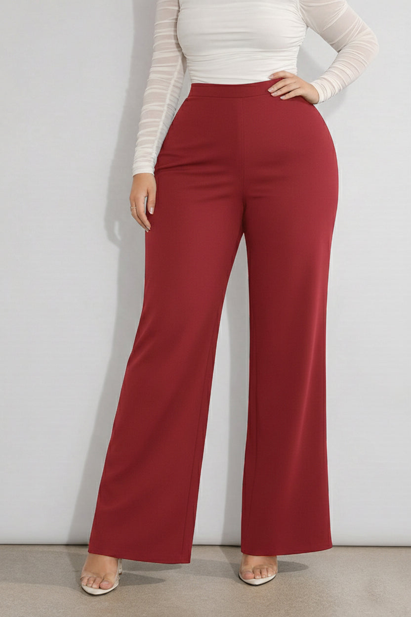 Women’s Red High Waist Wide Leg Pants