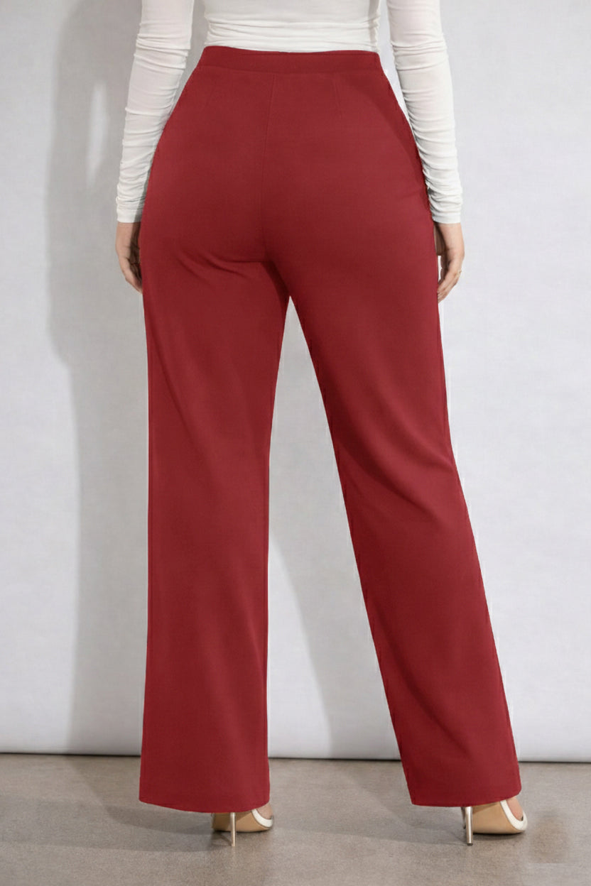 Women’s Red High Waist Wide Leg Pants