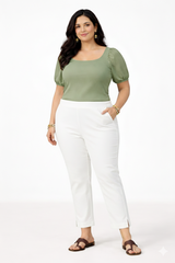 Women’s White Straight Leg Ankle Pants