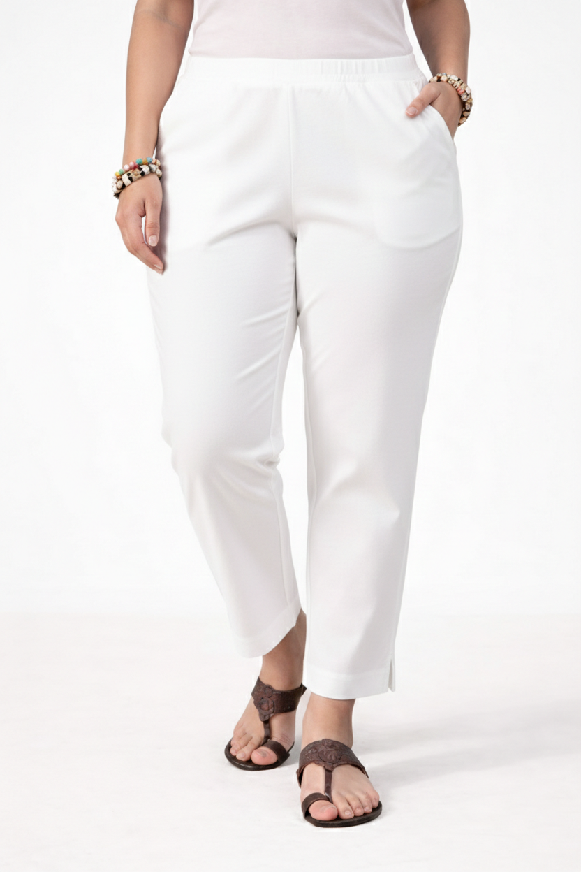 Women’s White Straight Leg Ankle Pants