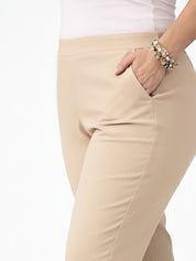 Women's Beige Ankle Length Pants Plus Size