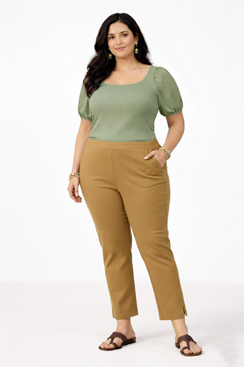 Women's Mustard Yellow Ankle Pants Plus Size