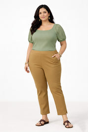 Women's Mustard Yellow Ankle Pants Plus Size