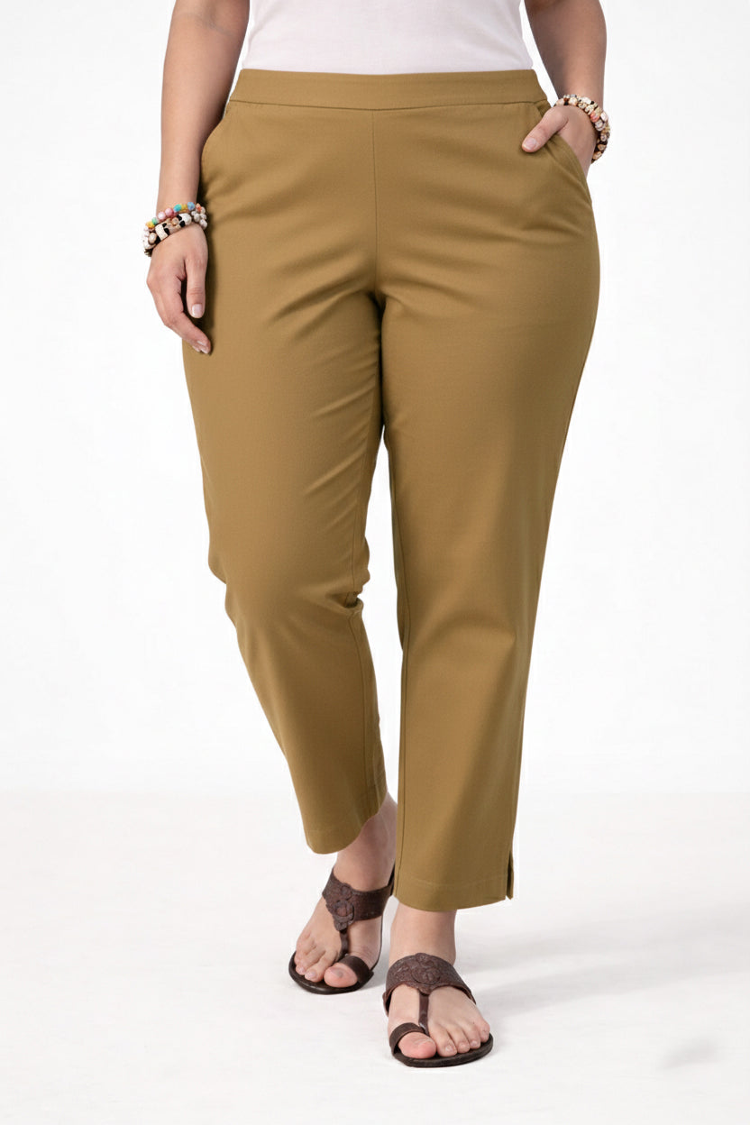Women's Mustard Yellow Ankle Pants Plus Size