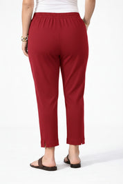 Women's Viscose Red Ankle Pants Plus