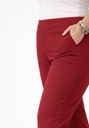 Women's Viscose Red Ankle Pants Plus