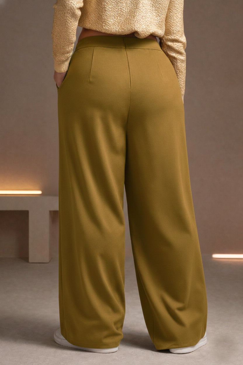 Women's Plus Size Wide Leg Golden Trousers