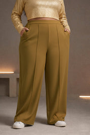 Women's Plus Size Wide Leg Golden Trousers