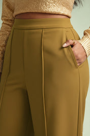 Women's Plus Size Wide Leg Golden Trousers