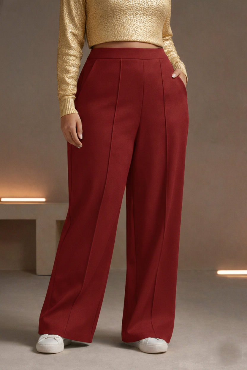 Women's Plus Size Wide leg Red Trousers