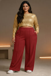 Women's Plus Size Wide leg Red Trousers