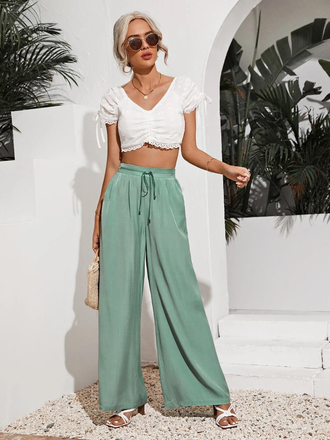 KOTTY Womens Solid Attractive High Rise Pant
