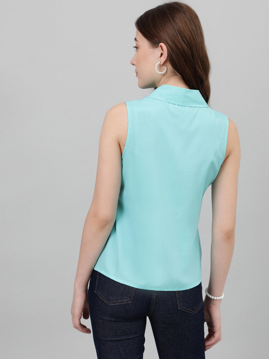 KOTTY Women Solid Casual Light Blue Shirt