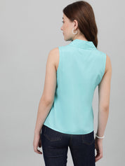 KOTTY Women Solid Casual Light Blue Shirt