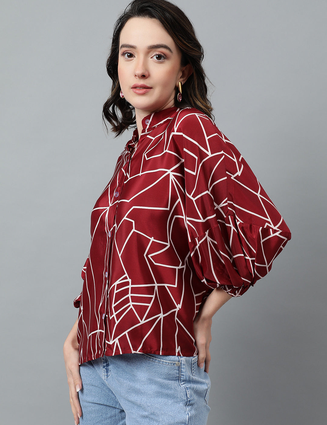 KOTTY Women Printed Casual Red, White Shirt