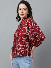 KOTTY Women Printed Casual Red, White Shirt