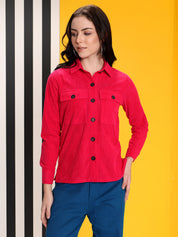 KOTTY Women Solid Casual Pink Shirt