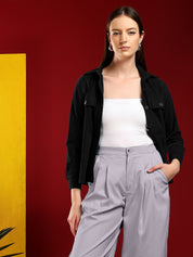 KOTTY Women Solid Casual Black Shirt