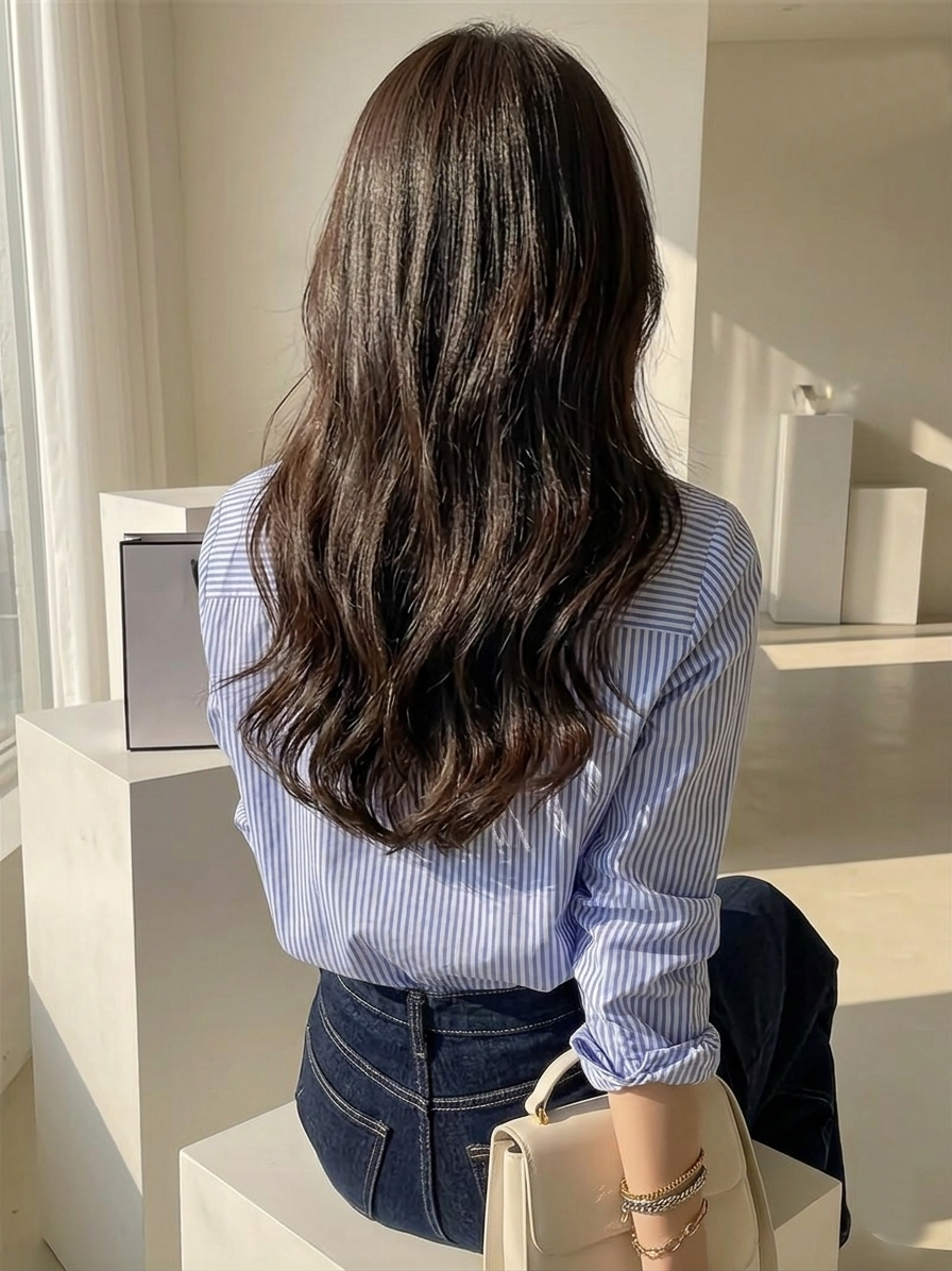 KOTTY Women's Striped Blue Liner Shirt