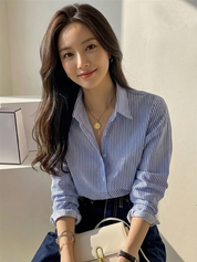KOTTY Women's Striped Blue Liner Shirt