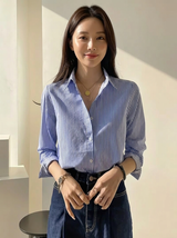 KOTTY Women's Striped Blue Liner Shirt