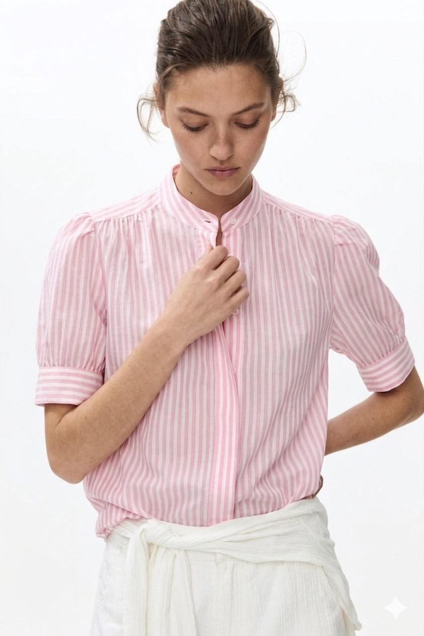 Women's Striped Pink Liner Full Sleeve Shirt