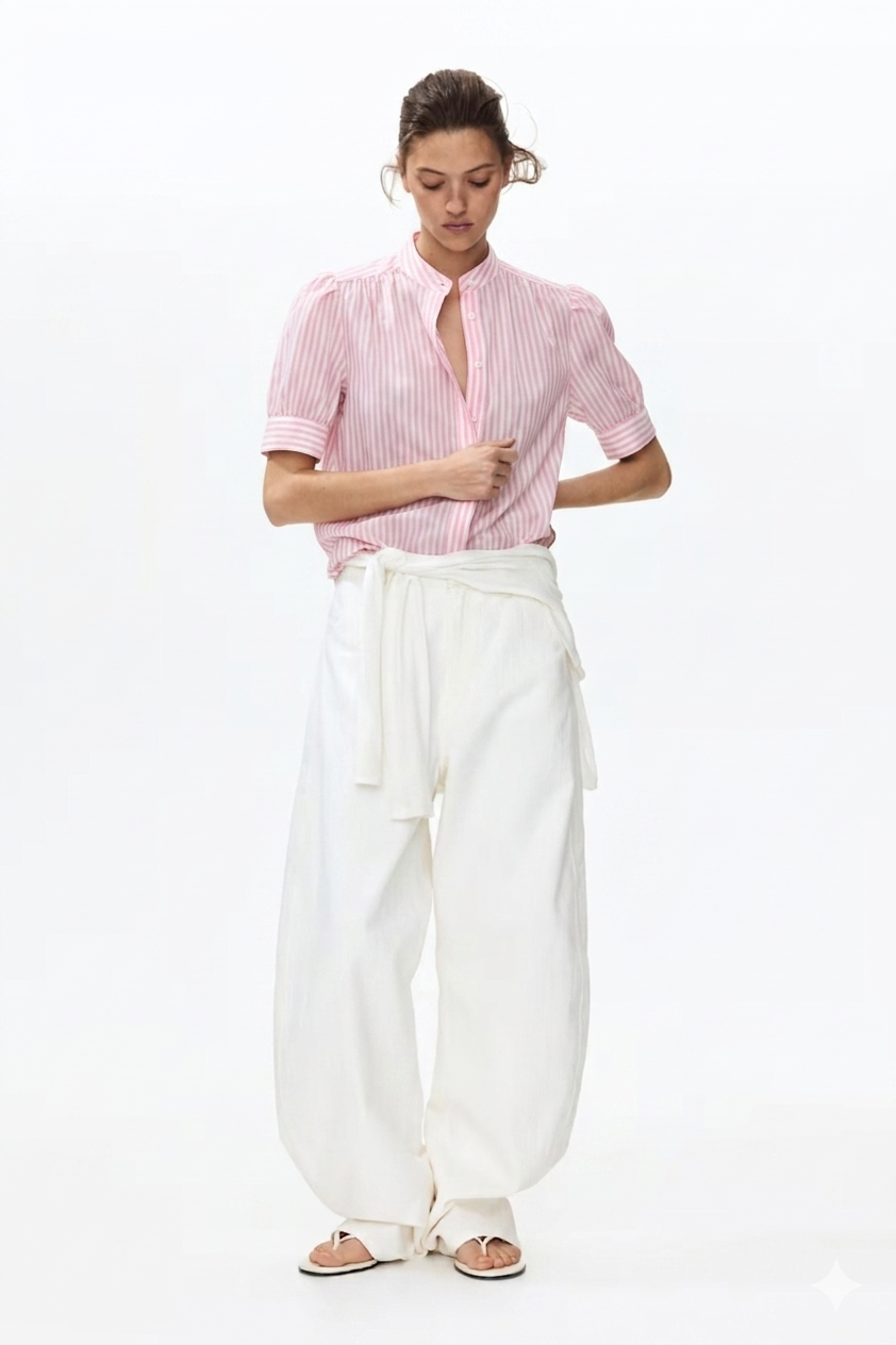 Women's Striped Pink Liner Full Sleeve Shirt