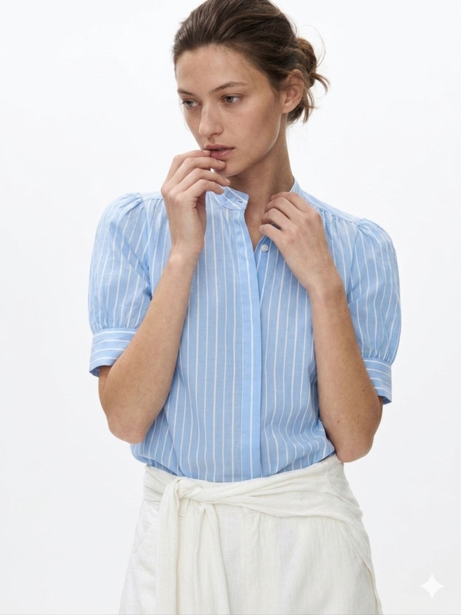 Women's Striped Water Blue Shirt