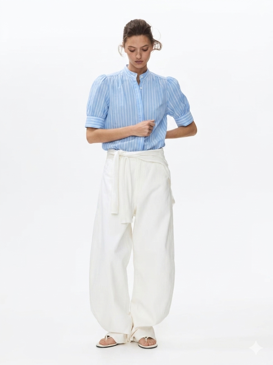 Women's Striped Water Blue Shirt
