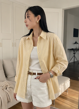 Women's Yellow Striped Cotton Cambric Shirt