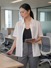 Women's Sheer Striped Office Shirt