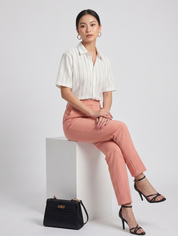Women's Striped Shirt with Necklace