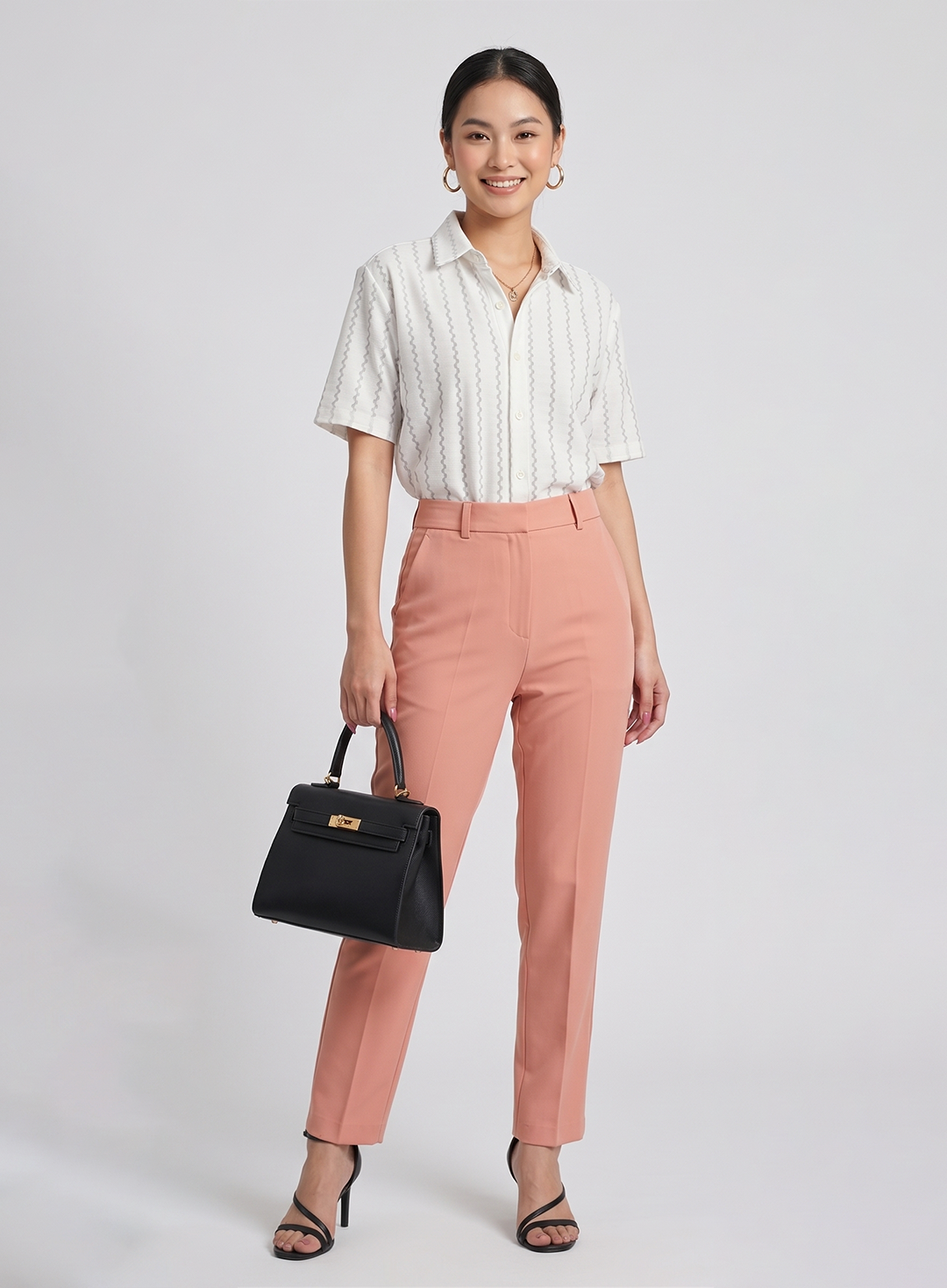 Women's Striped Shirt with Necklace