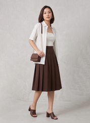 Women's Striped Shirt with Pleated Skirt
