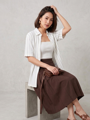 Women's Striped Shirt with Pleated Skirt