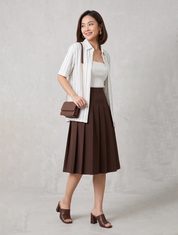 Women's Striped Shirt with Pleated Skirt