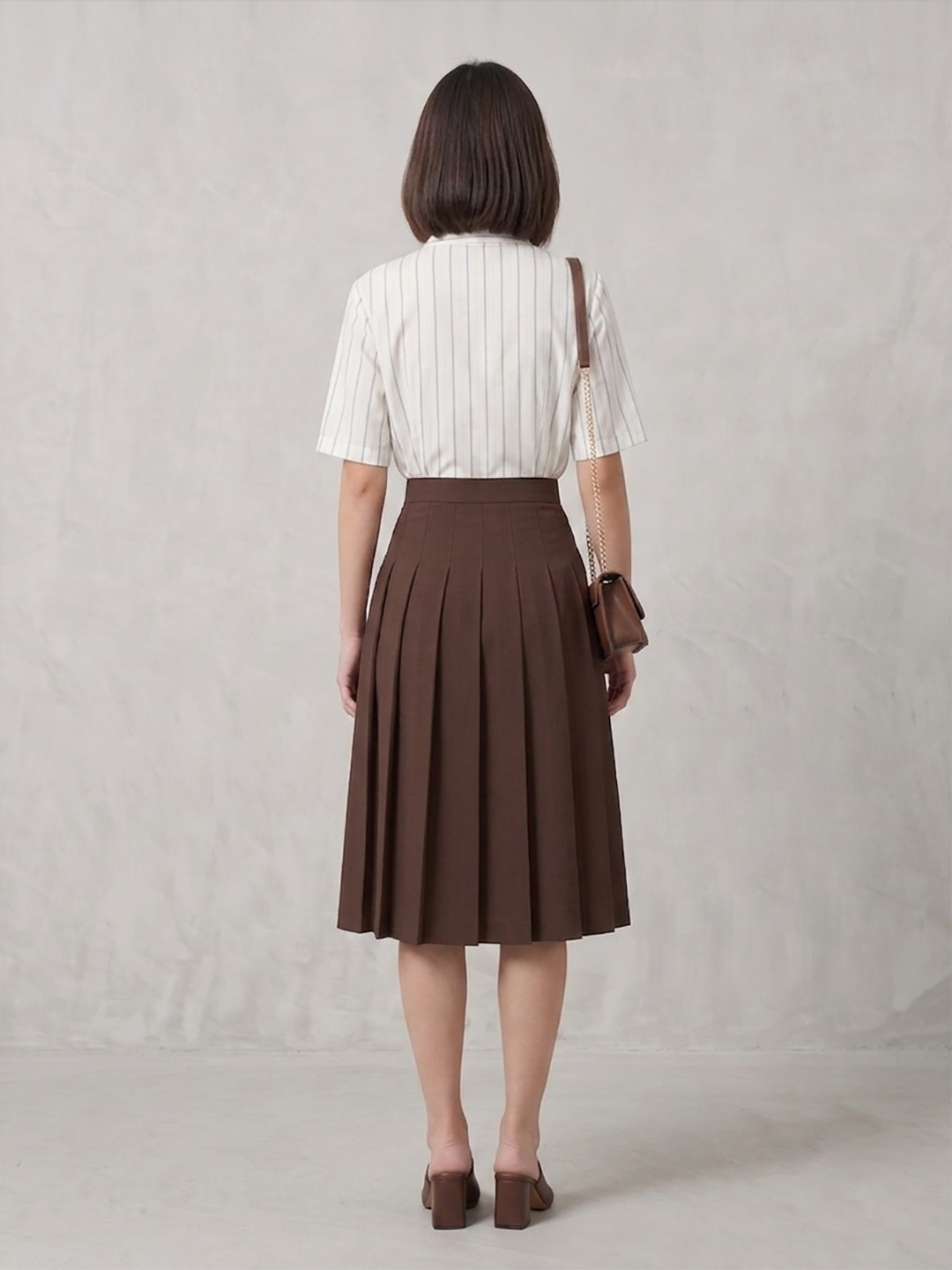 Women's Striped Shirt with Pleated Skirt