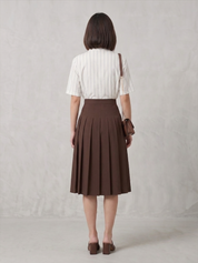 Women's Striped Shirt with Pleated Skirt