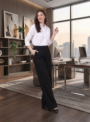 Women's Striped Shirt with Wide Trousers