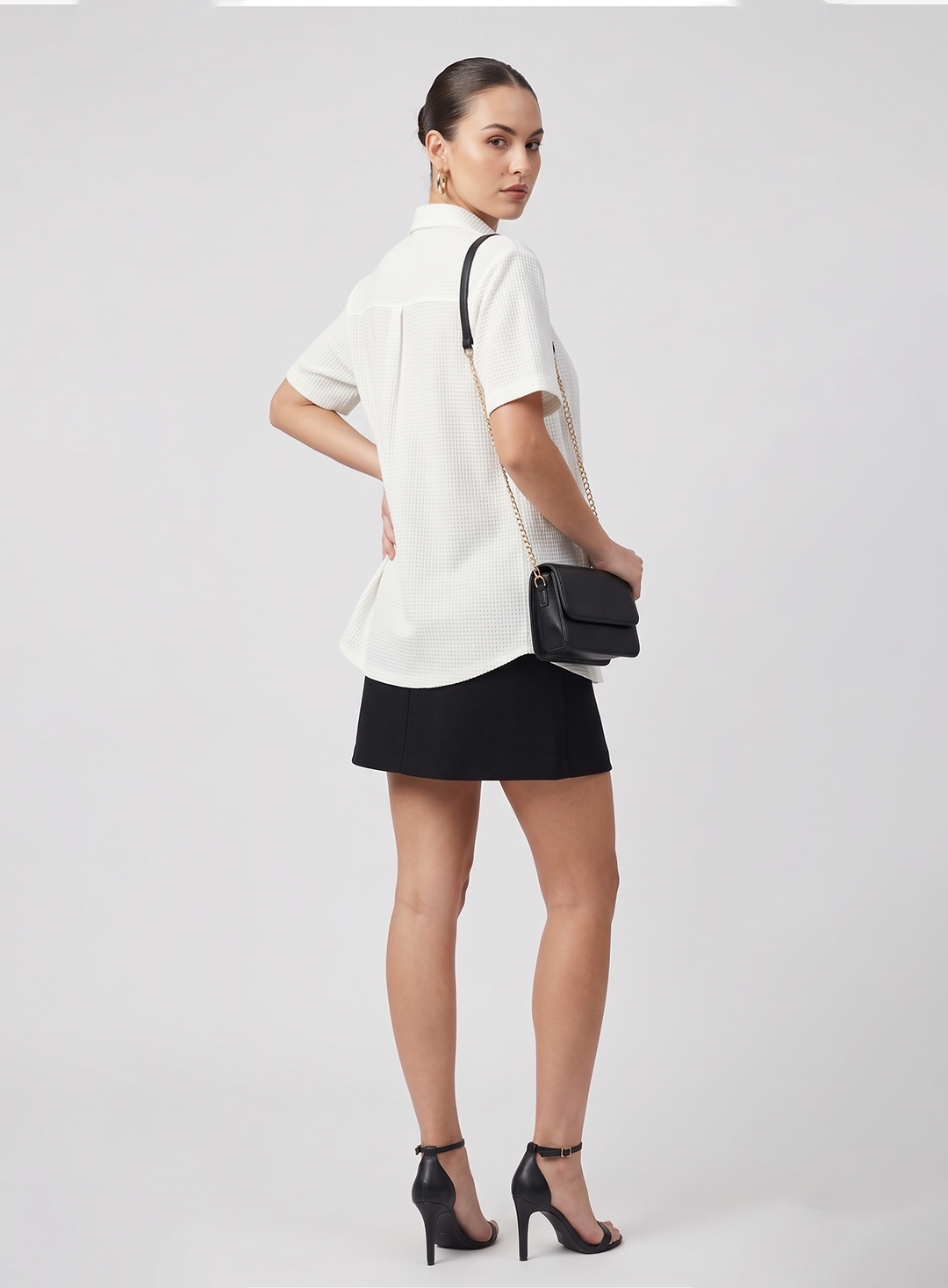 Women's Textured Shirt with Mini Skirt